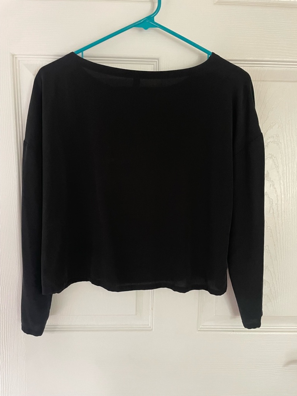 Eileen Fisher Black Long-Sleeve Silk top Small Petite - Picture 5 of 5